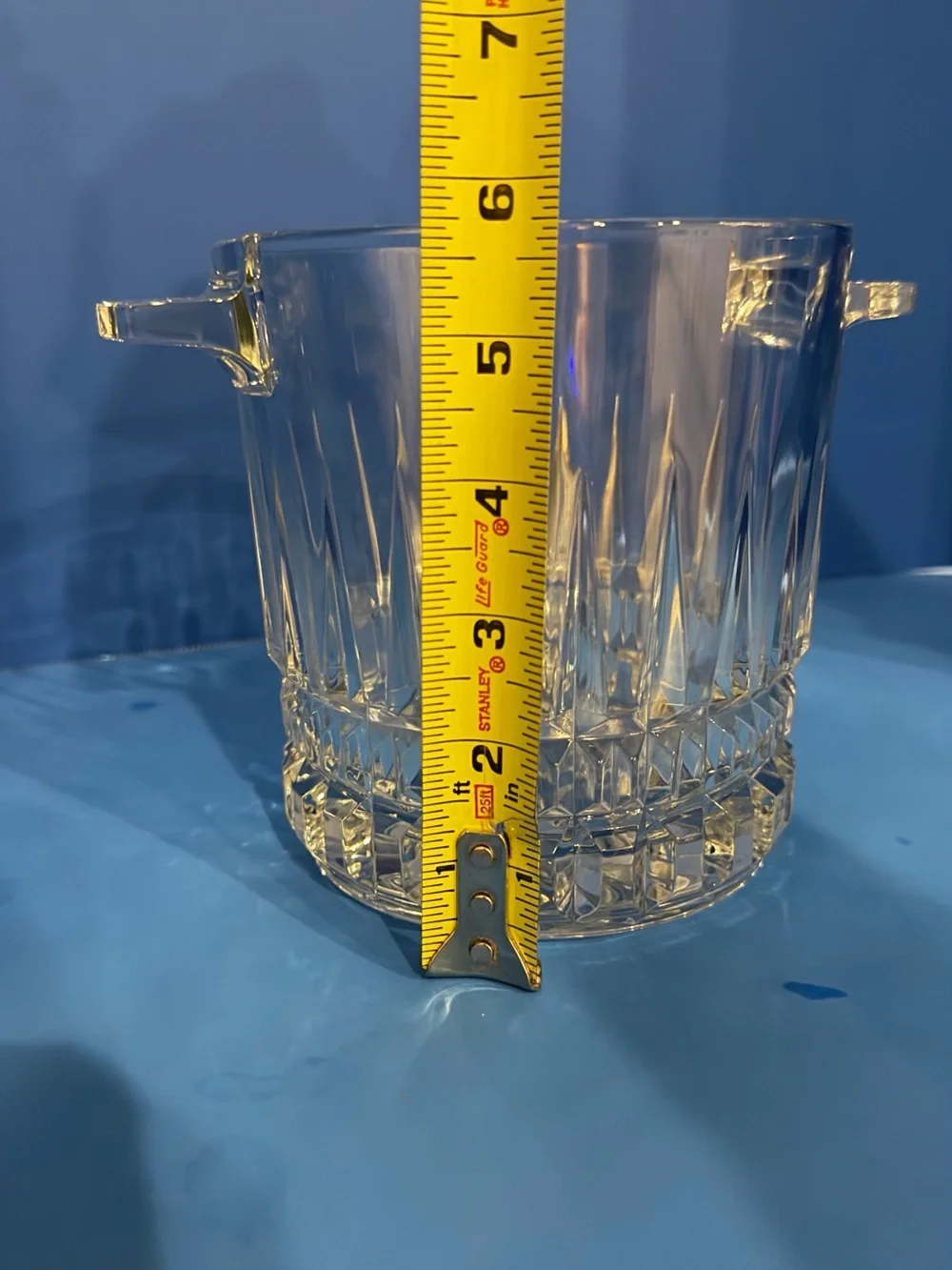 Clear Crystal Ice Bucket with Handles